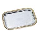 Vollrath 47266 Odyssey Chrome Plated Rectangular Serving Tray with Gold Trim, 19 1/2 x 14 inch