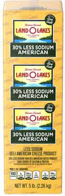 Land O Lakes 30% Less Sodium Yellow Deli American Cheese Product, 5 Pound -- 2 per case