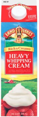 Land O Lakes 36 Percent Heavy Whipping Cream, 32 Fluid Ounce -- 12 per case.