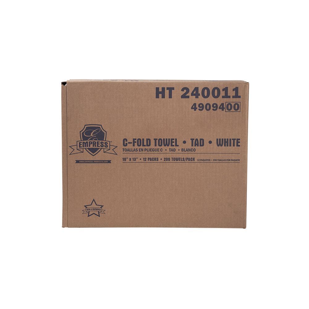 Empress White TAD C Fold Towel, 10 x 12.75 inch -- 2400 per case