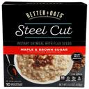 Better Oats Steel Cut Maple and Brown Sugar Instant Oatmeal with Flax Seeds, 15.1 Ounce -- 6 per case