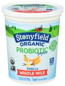Stonyfield Organic Probiotic Banilla Whole Milk Yogurt, 32 Ounce -- 6 per case.