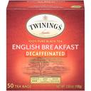 Twinings English Breakfast Decaffeinated Black Tea - 50 tea bags per pack -- 6 packs per case