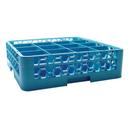 Carlisle RG16-114 OptiClean Polypropylene Blue 16 Compartment Glass Rack with 1 Extender, 19.88 x 19.88 x 5.5 inch
