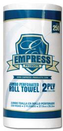 Empress White 2 Ply Jumbo Kitchen Paper Towel Roll, 8 x 11 inch - 250 sheets per roll -- 12 rolls per case