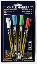 American Metalcraft Securit Original White Blue Green and Red Assortment Mini Tip Chalk Marker -- 4 per case