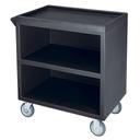 Cambro Black 1 Side Enclosed Standard Service Cart with 5 inch Fixed and Swivel Casters, 33 1/8 x 34 5/8 x 20 inch