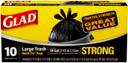 Glad Quick Tie Trash Bag, 30 Gallon - 10 per pack -- 12 packs per case.
