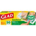 Clorox Glad Zipper Food Storage Sandwich Bag - 50 per pack -- 12 packs per case.