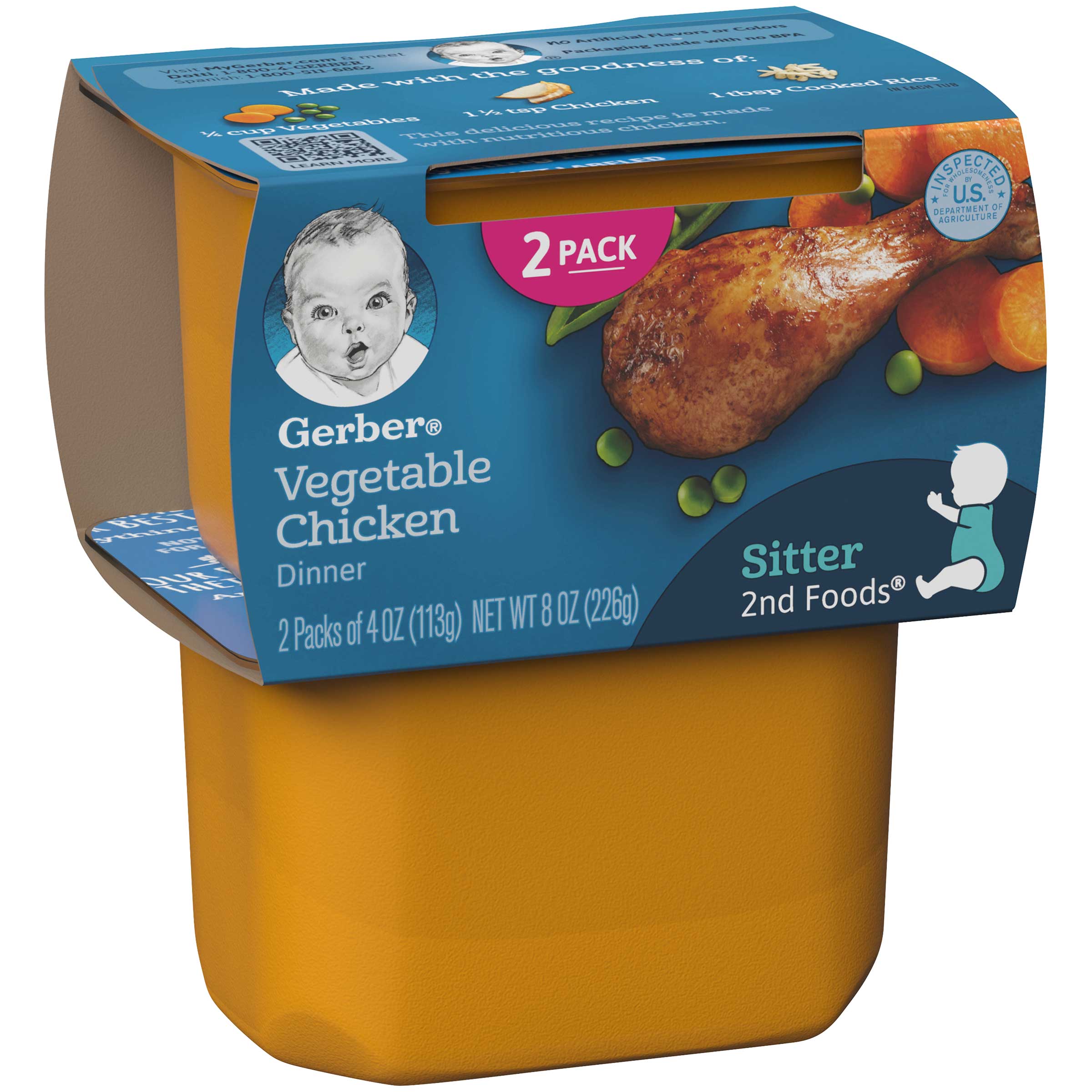 Gerber 2nd Foods Vegetable Chicken Baby Food, 7 Ounce -- 8 per case.