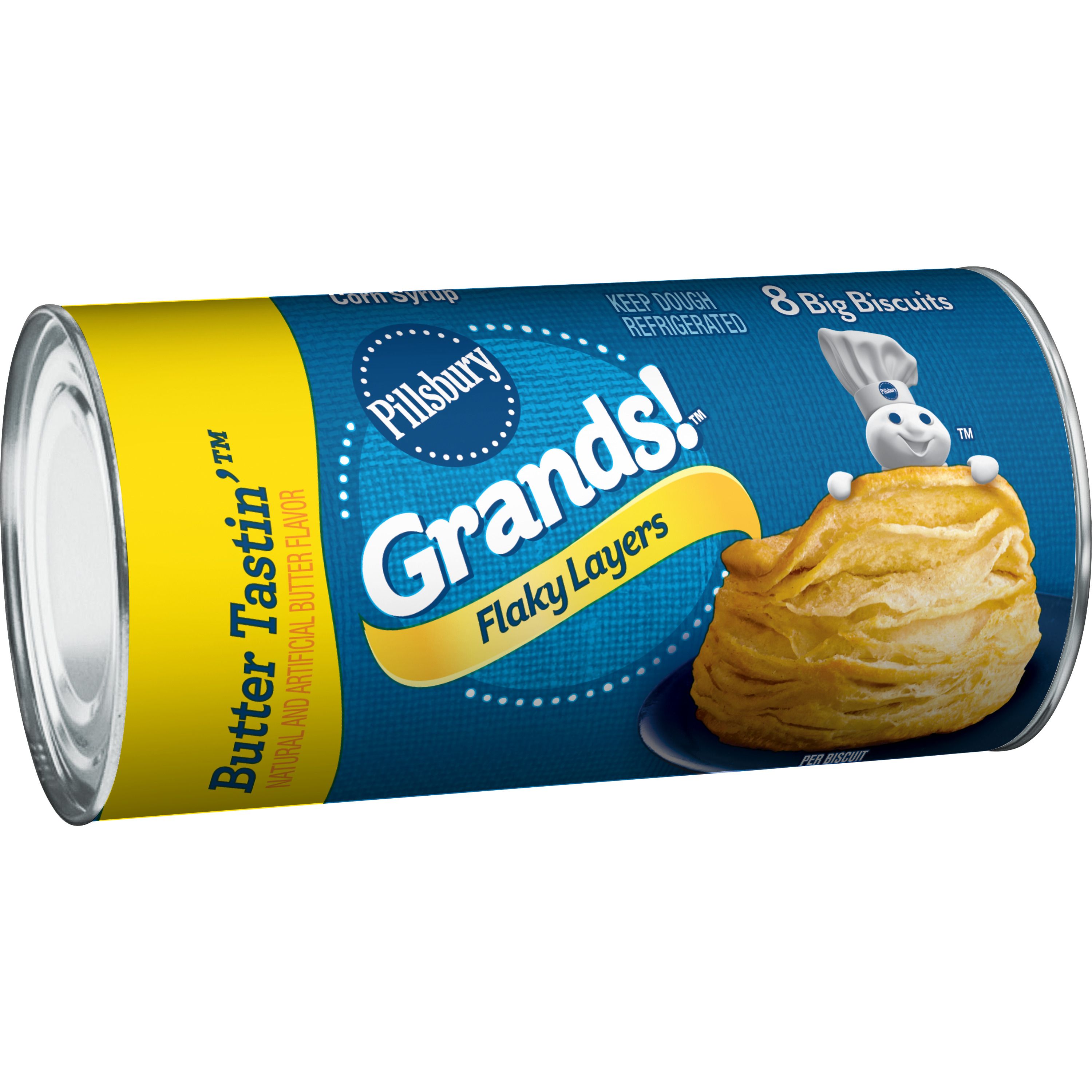 Pillsbury Grands Unbaked Biscuits, ButterTaste Flaky Layers, 16.3 Ounce -- 12 per case.