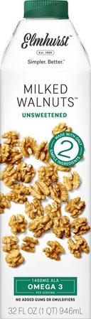 Elmhurst Milked Unsweetened Walnut Beverage, 32 Fluid Ounce -- 6 per case
