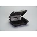 Genpak Black Large Snap It Foam Hinged Dinner Container, 9.25 x 9.25 x 3 inch -- 200 per case