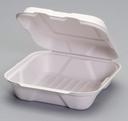 Genpak Natural White Compostable Medium Hinged Container, 8 x 7.8 x 2.5 inch -- 200 per case.
