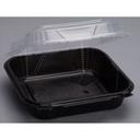 Genpak ProView Medium Black Base Hinged Container with Clear Lid, 8 x 8 x 3 inch -- 150 per case
