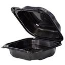 Genpak Polypropylene Black Medium One Compartment Vented Hinged Container, 75 count - 2 per case