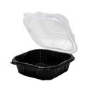 Genpak Polypropylene Black Base Large Sandwich Container with Clear Lid, 6.22 x 5.81 x 3 inch -- 300 per case