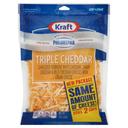 Kraft Zip Pak Natural Shredded Triple Cheddar Cheese, 8 Ounce -- 12 per case.