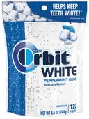 Orbit White Peppermint Sugarfree Chewing Gum - Stand Up Bag, 8.5 Ounce -- 8 per case.