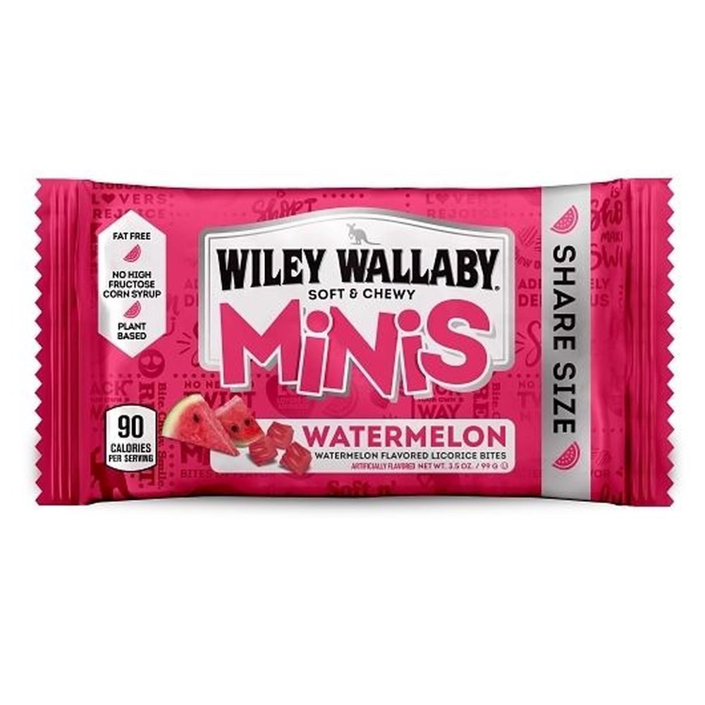 Wiley Wallaby Share Size Watermelon Minis Soft and Chewy Candy, 3.5 Ounce -- 108 per case