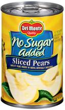 Del Monte No Sugar Added Sliced Pears, 14.5 Ounce -- 12 per case