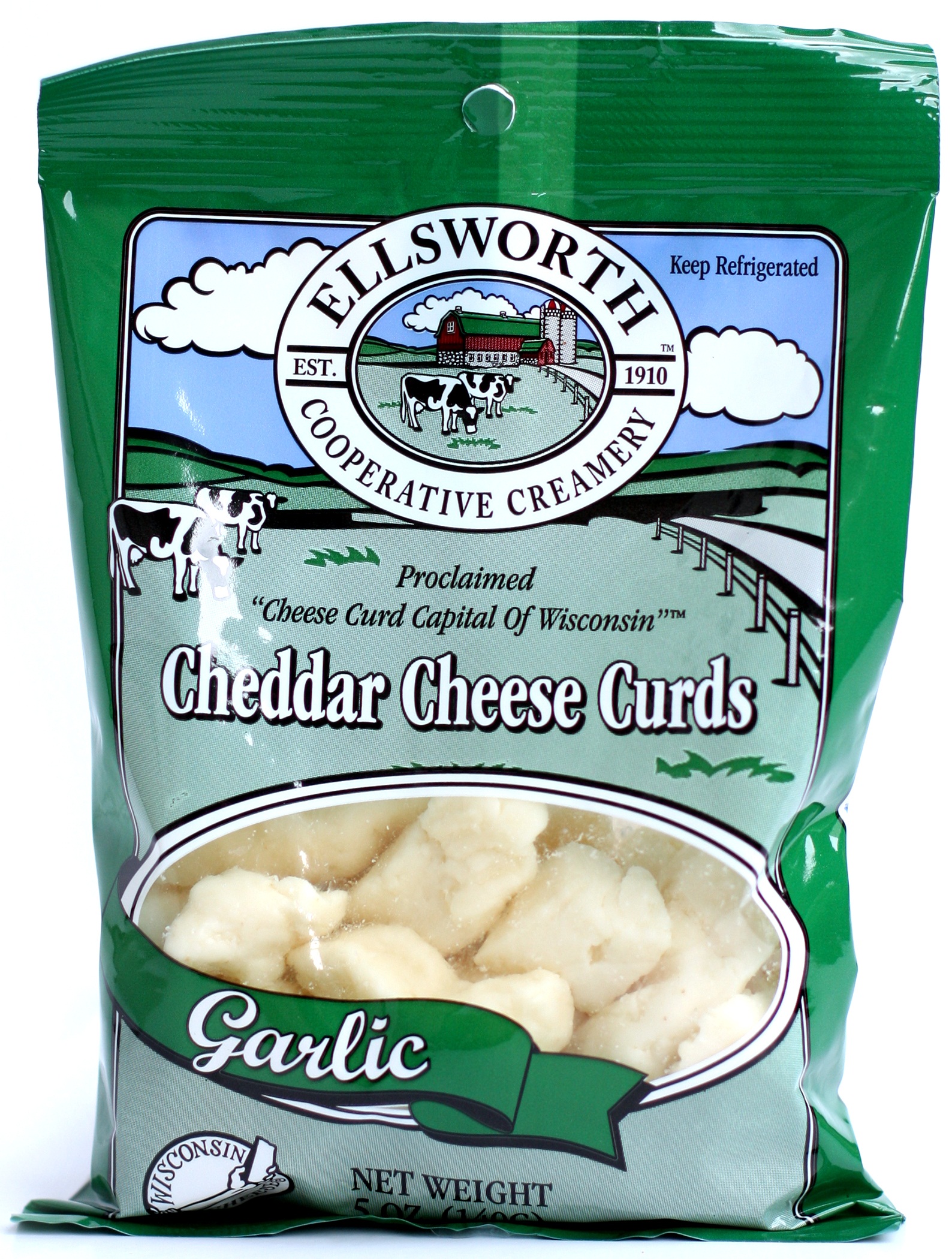 Ellsworth Farmer Certified Garlic White Cheddar Cheese Curd, 5 Ounce -- 12 per case