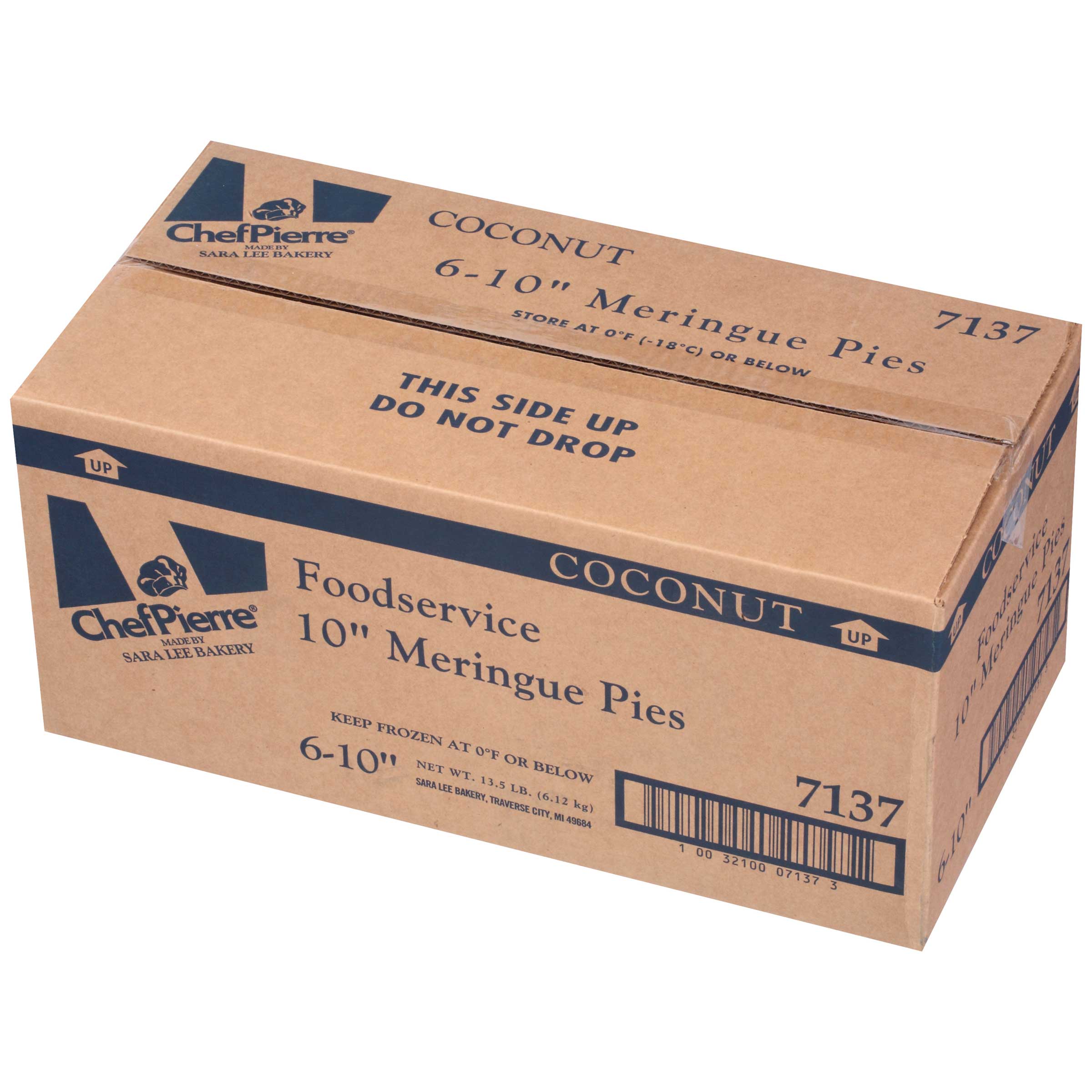 Sara Lee Chef Pierre Coconut Traditional Meringue Pie, 10 inch -- 6 per case.