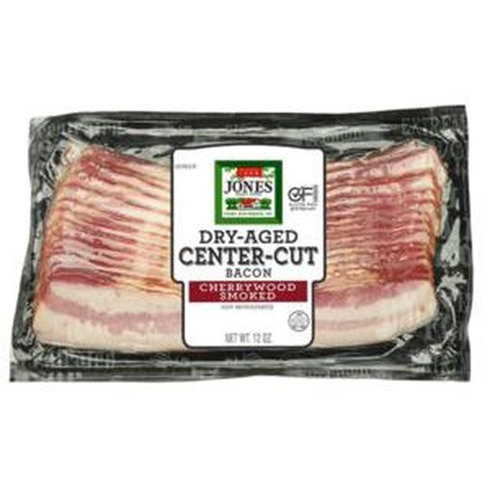 Jones Dairy Farm Dry Aged Center Cut Cherrywood Smoked Bacon Slices, 12 Ounce - 8 per case