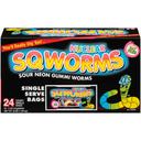 Nuclear Sqworms Sour Neon Gummi Worms, 2 Ounce -- 144 per case.