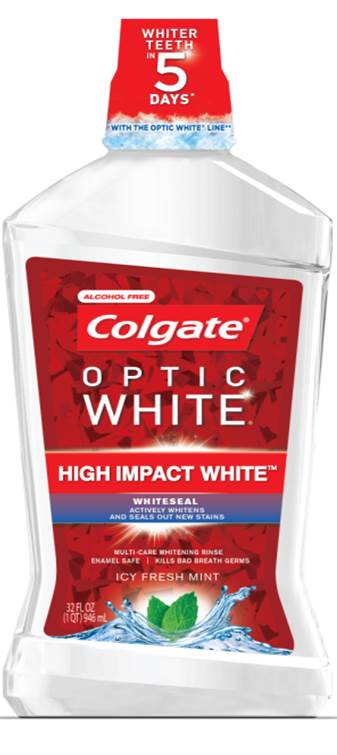 Colgate Optic White Sparkling Fresh Mint Mouthwash, 32 Fluid Ounce -- 6 per case.