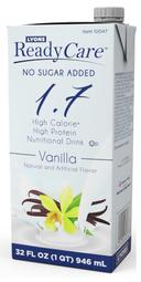 Lyons ReadyCare 1.7 Vanilla No Sugar Added Nutritional Drink, 32 Ounce -- 12 per case