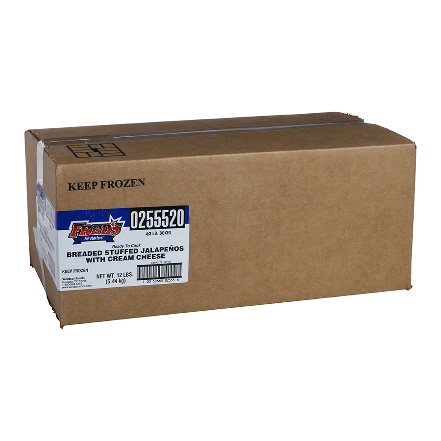 Windsor Freds Breaded Cream Cheese Stuffed Jalapeno, 3 Pound -- 4 per case.