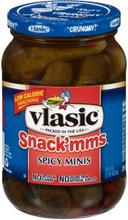 Vlasic Snackmms Spicy Minis Pickles, 16 Fluid Ounce -- 6 per case.