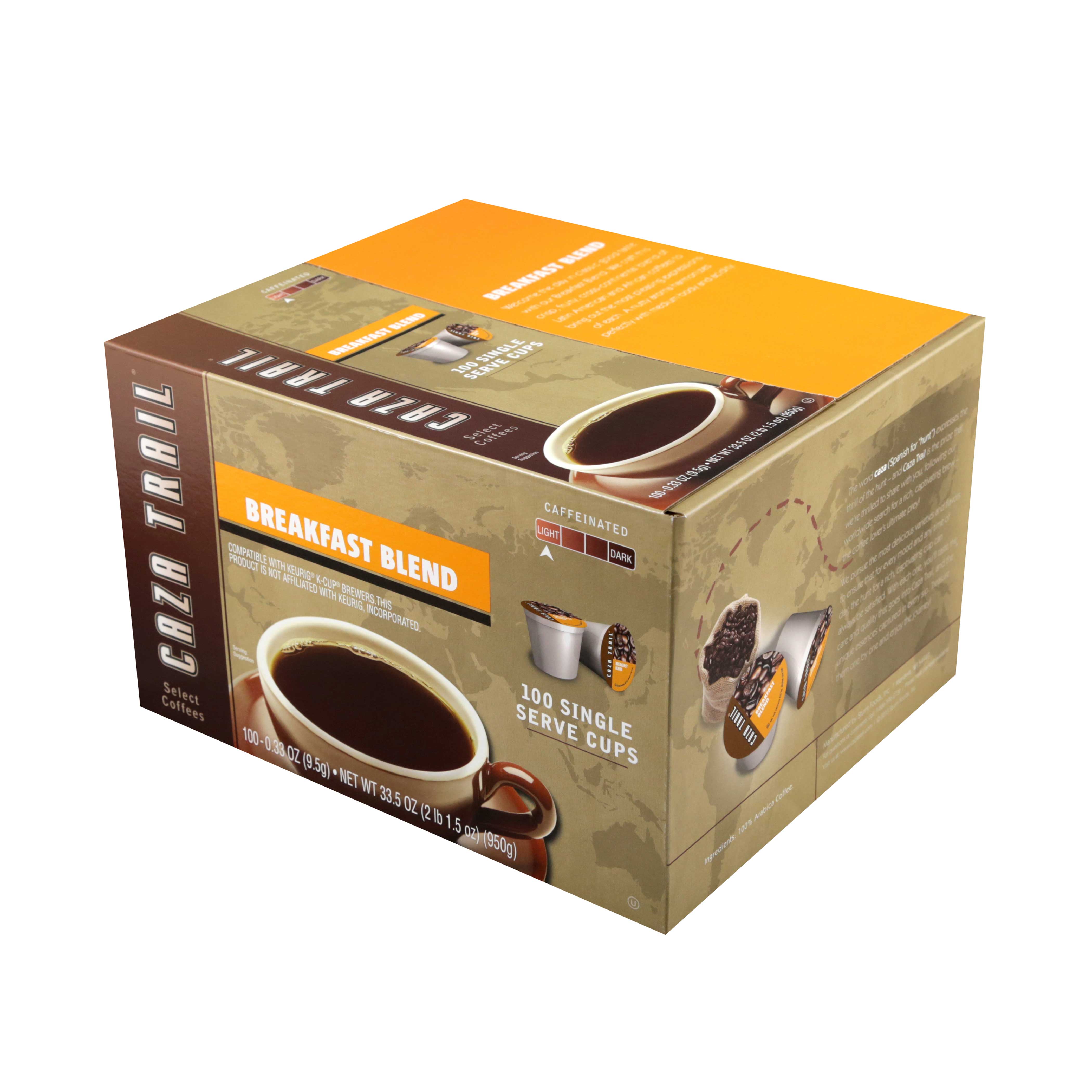 Caza Trail Single Cup Breakfast Blend Coffee -- 100 per case.