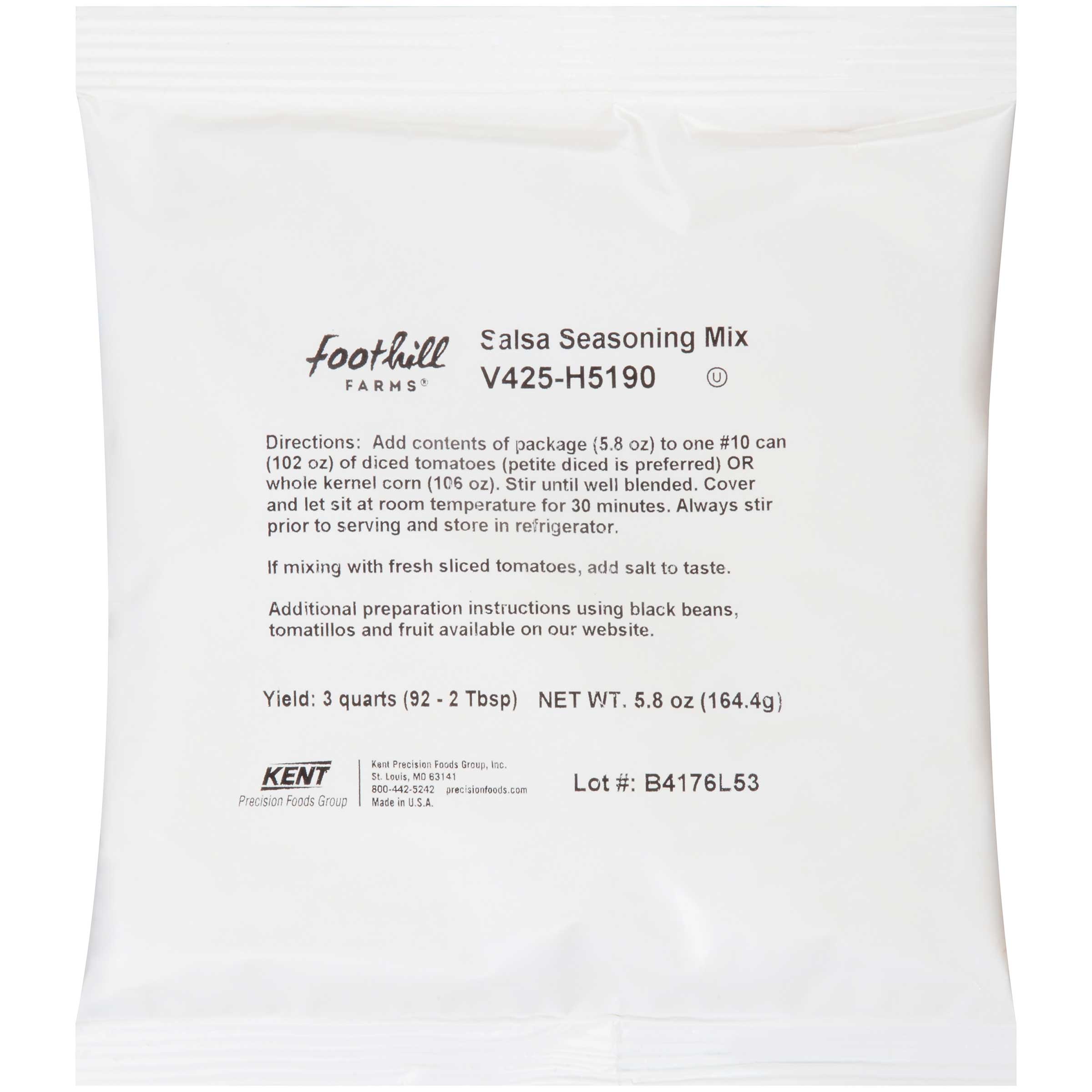 Precision Foods Foothill Farms Salsa Mix, 5.8 Ounce -- 12 per case.