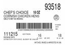 Chefs Choice Cornish Chicken Hen with Giblets, 18 Ounce -- 16 per case.