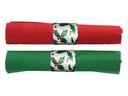 Hoffmaster Holly Tissue CaterWrap Clear Cutlery and Two 2 Ply Green and Red 15 x 17 inch Napkin with Band Kit -- 100 per case.