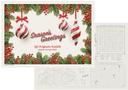 Hoffmaster Paper 5 Colors 2 Sided Holiday Ornament Gift Certificate Placemat, 10 x 14 inch -- 1000 per case.