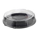 WNA CheckMate Black Round High Edge Rigid Tray with Dome Lid Combo, 16 inch -- 25 per case.