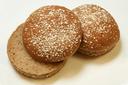 Rotellas Dark Wheat Oat Topped Hamburger Bun - 8 count per pack -- 12 packs per case.