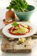 Rosina Food Jumbo Roasted Garlic Florentine Ravioli Pasta - Round, 3.75 Pound -- 2 per case.