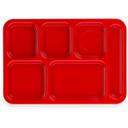 Carlisle Polypropylene Red Right Handed 6 Compartment Tray, 10 x 14 inch -- 24 per case