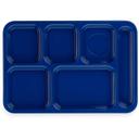 Carlisle Polypropylene Blue 6 Compartment Right Handed Tray, 10 x 14 inch -- 24 per case
