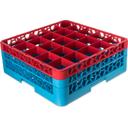 Carlisle OptiClean Polypropylene Red and Carlisle Blue 25 Compartment Divided Glass Rack with 2 Extender, 7.12 inch -- 3 per case