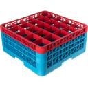 Carlisle OptiClean Polypropylene Red and Carlisle Blue 25 Compartment Divided Glass Rack with 3 Extender, 8.72 inch -- 2 per case