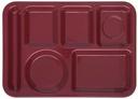 Carlisle Melamine Dark Cranberry 6 Compartment Heavy Weight Left Handed Tray, 10 x 14 inch -- 12 per case