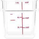 Carlisle Squares Polycarbonate Clear Food Storage Container, 8 Quart -- 6 per case
