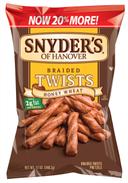 Snyders of Hanover Honey Wheat Braided Pretzel Twists, 12 Ounce -- 12 per case.