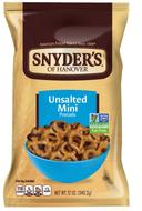 Snyders Of Hanover Unsalted Mini Pretzel, 12 Ounce -- 12 per case.