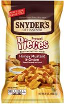 Snyders of Hanover Honey Mustard and Onion Pretzel Pieces, 8 Ounce -- 6 per case.